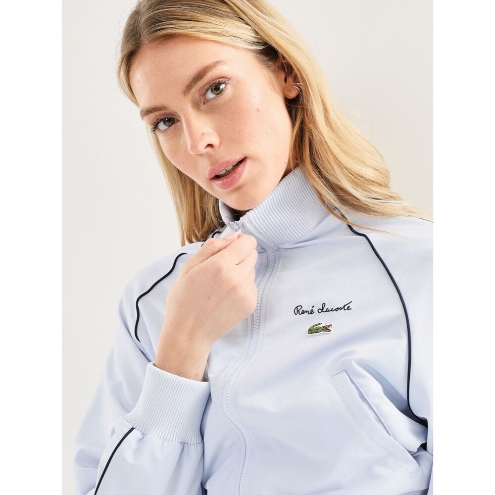NWT Lacoste Women's Diamond Taffeta Relaxed Fit Track Jacket Phoenix Blue 38 / 6 - Picture 14 of 16